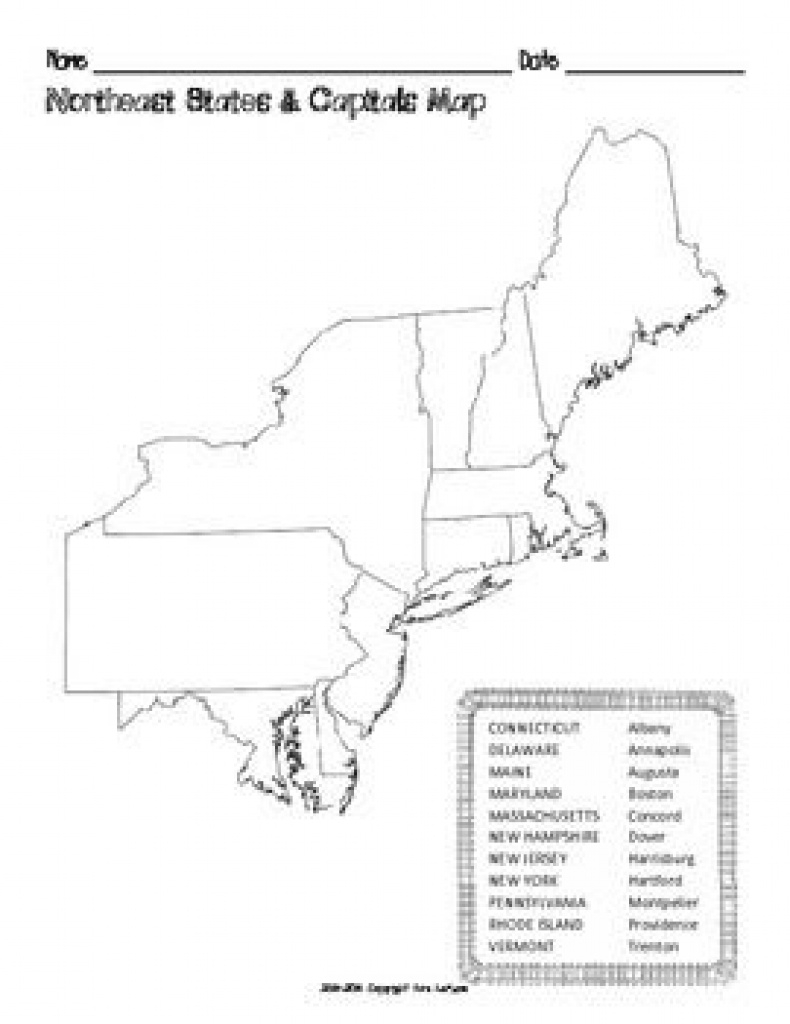 Free Us Northeast Region States &amp;amp; Capitals Maps | Worksheets intended for Northeast States And Capitals Map