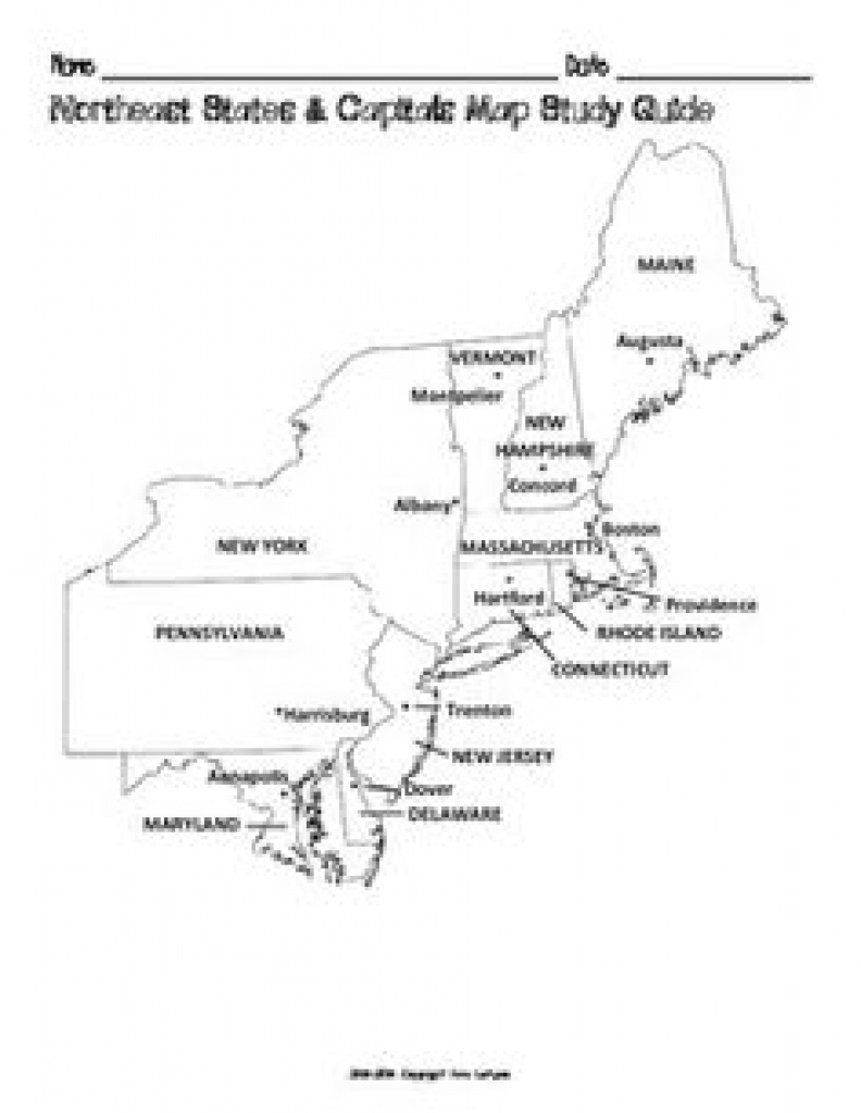 Free Us Northeast Region States &amp;amp; Capitals Maps | Worksheets within Northeast States And Capitals Map