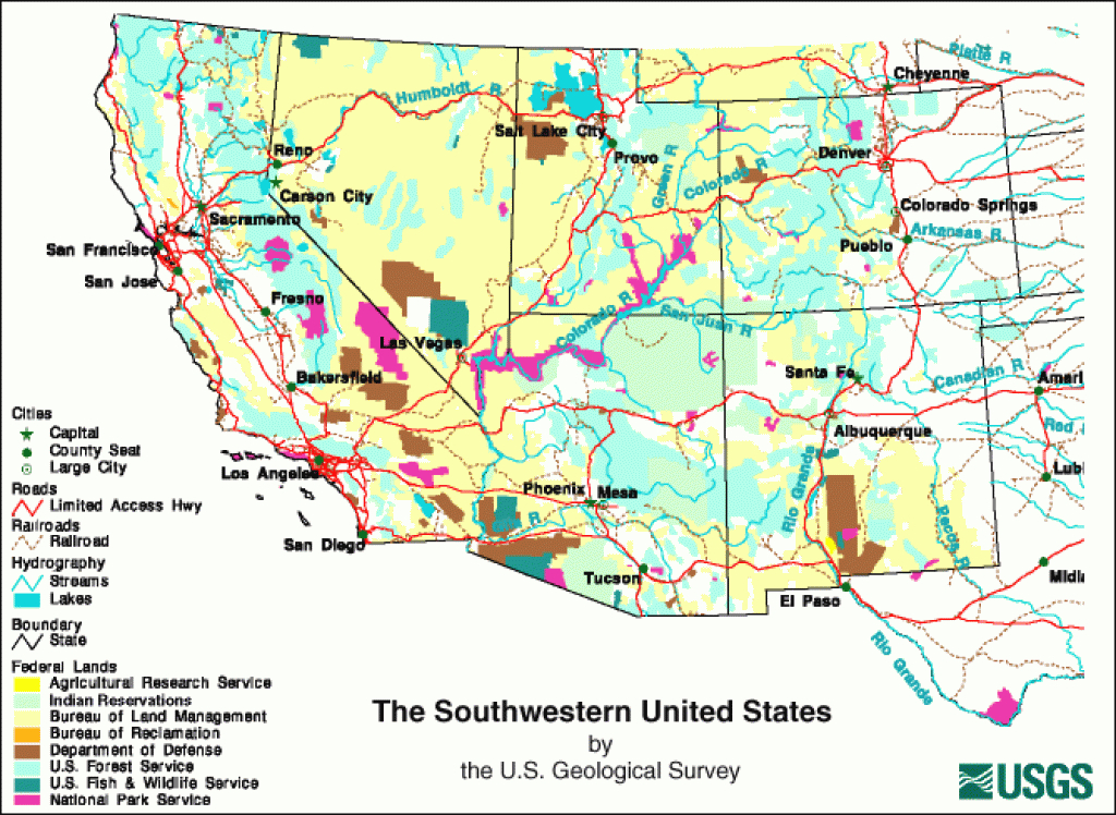 General Map Of The Southwestern United States within United States Resource Map