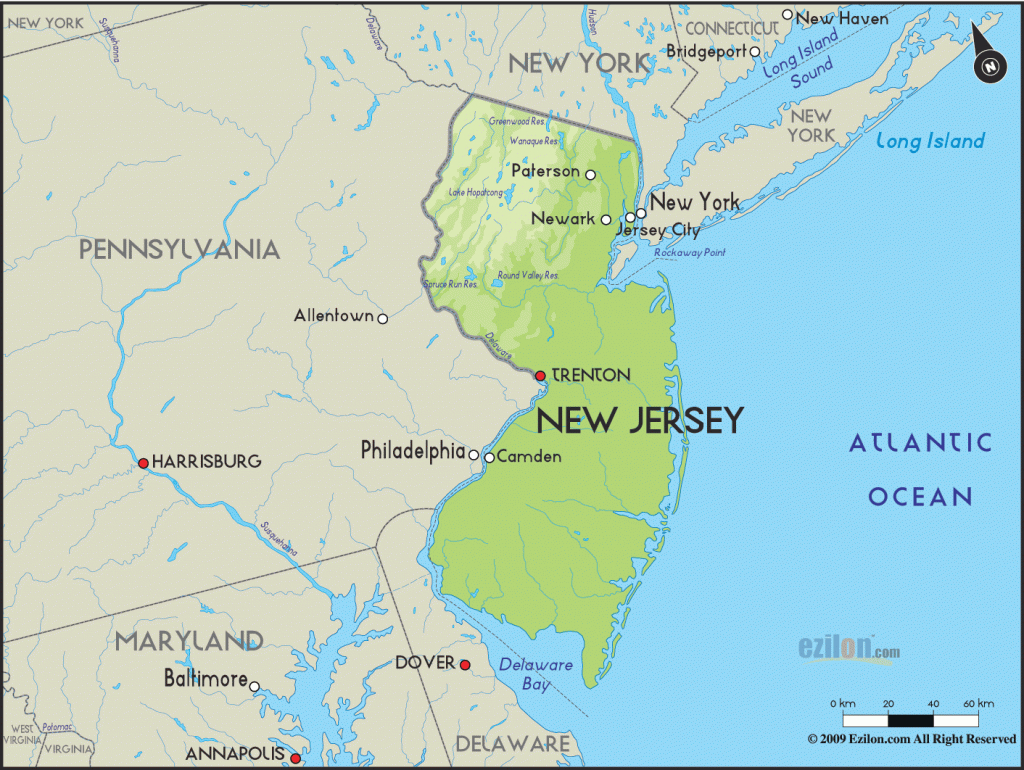Geographical Map Of New Jersey And New Jersey Geographical Maps for Map Of New Jersey And Surrounding States