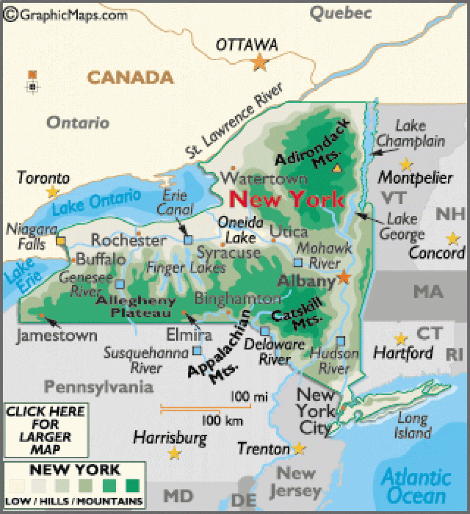 Geography Of New York - World Atlas pertaining to New York State Landmarks Map