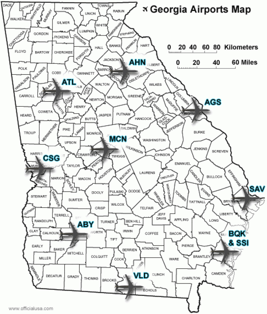 Georgia Airports And Major Usa Airlines pertaining to New York State Airports Map