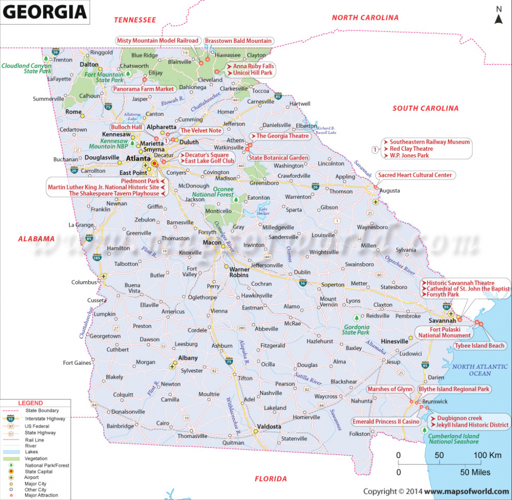 Georgia Map, Map Of Georgia (U.s. State) throughout Map Of Georgia And Surrounding States