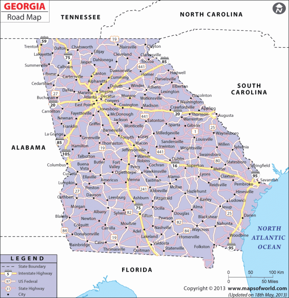 Georgia Road Map, Georgia Highway Map in Georgia State Highway Map
