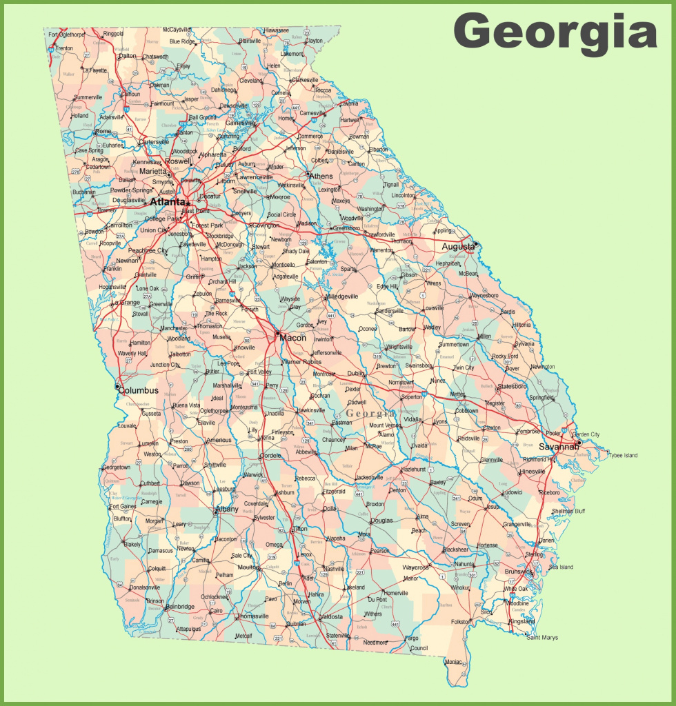 Georgia Road Map With Cities And Towns regarding Georgia State Highway Map