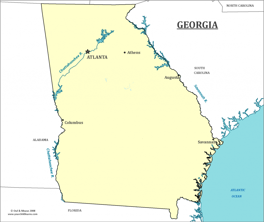 Georgia State Map - Map Of Georgia And Information About The State pertaining to Map Of Georgia And Surrounding States