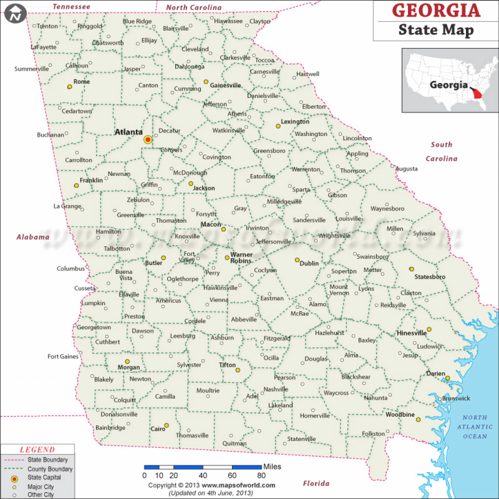 Georgia State Map, Usa pertaining to Map Of Georgia And Surrounding States