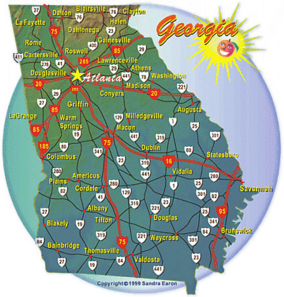 Georgia&amp;#039;s Cities And Highways Map regarding Georgia State Highway Map