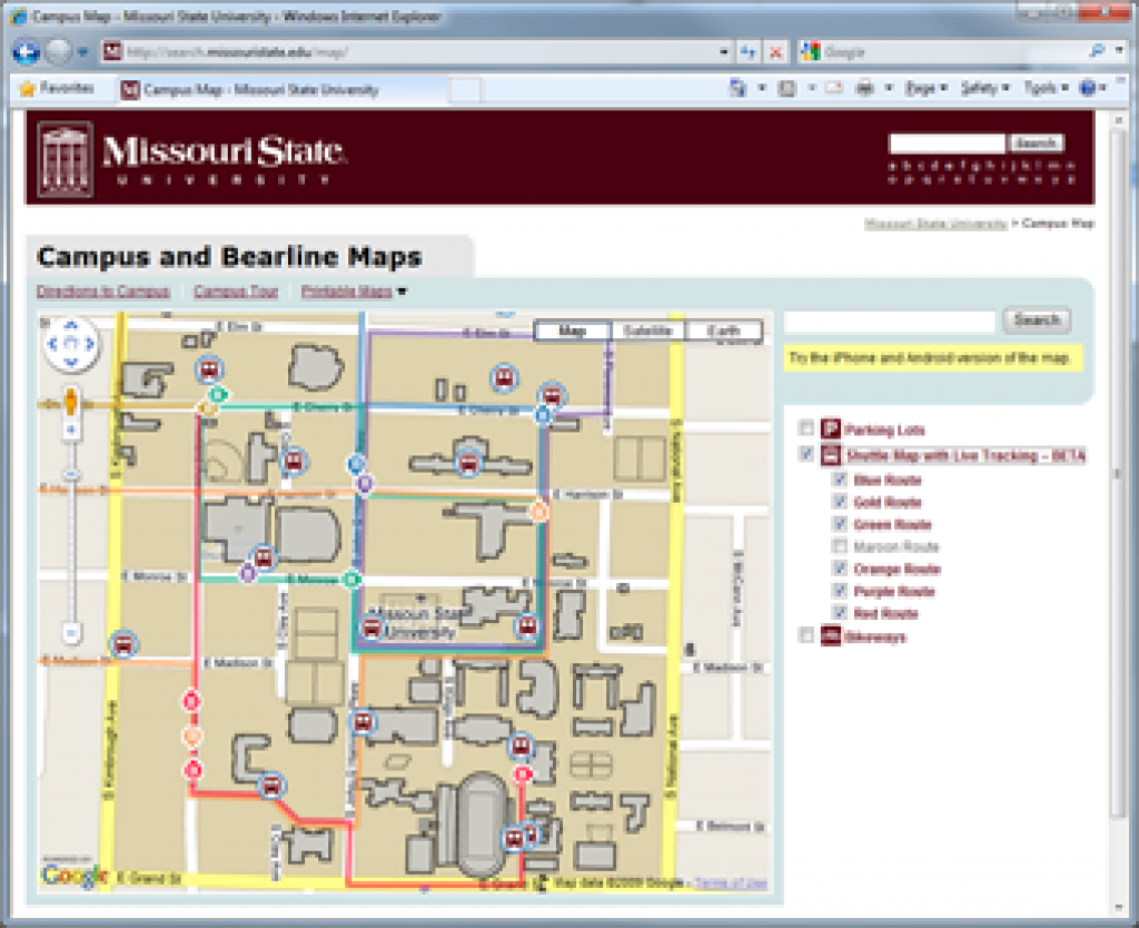 Going Mobile - Extending A Maps Api Project To Smart Phones - Web within Missouri State Parking Map