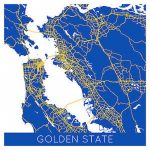 Golden State Colors City Map   Poster Print 36" X 36"   Basketball Throughout Golden State Map Location