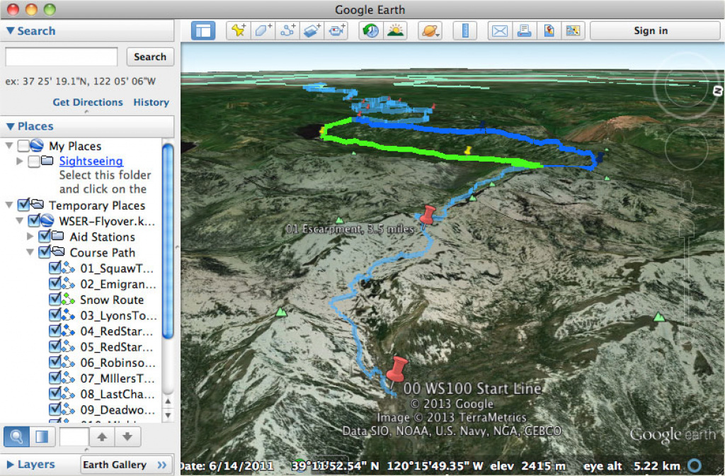 Google Earth Trail Flyover – Western States Endurance Run intended for Western States 100 Map