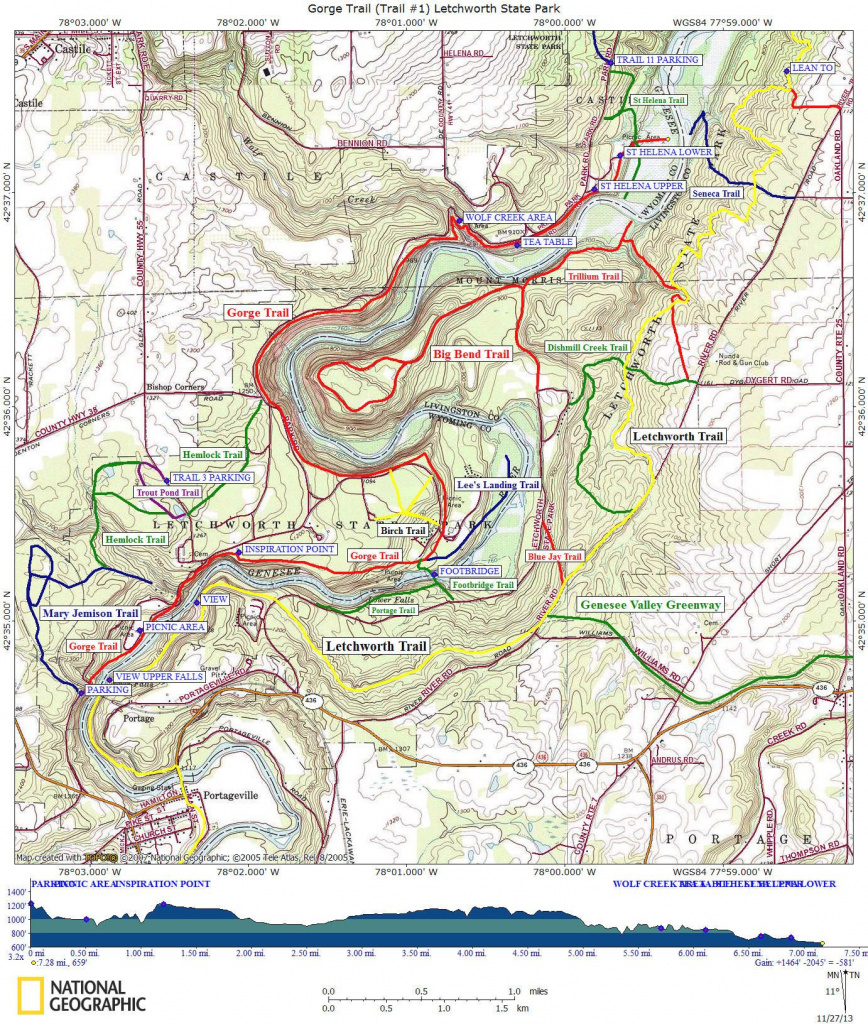 Gorge Trail - Letchworth State Park | Take A Hike | Pinterest throughout Letchworth State Park Trail Map