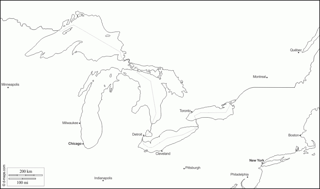 Great Lakes Free Map, Free Blank Map, Free Outline Map, Free Base inside Great Lakes States Outline Map