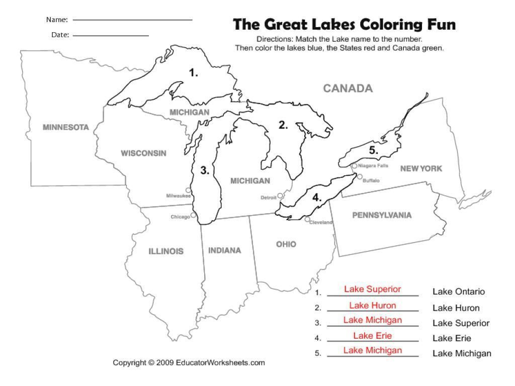 Great Lakes Map Outline Region North South East Endear Blank Of The intended for Great Lakes States Outline Map