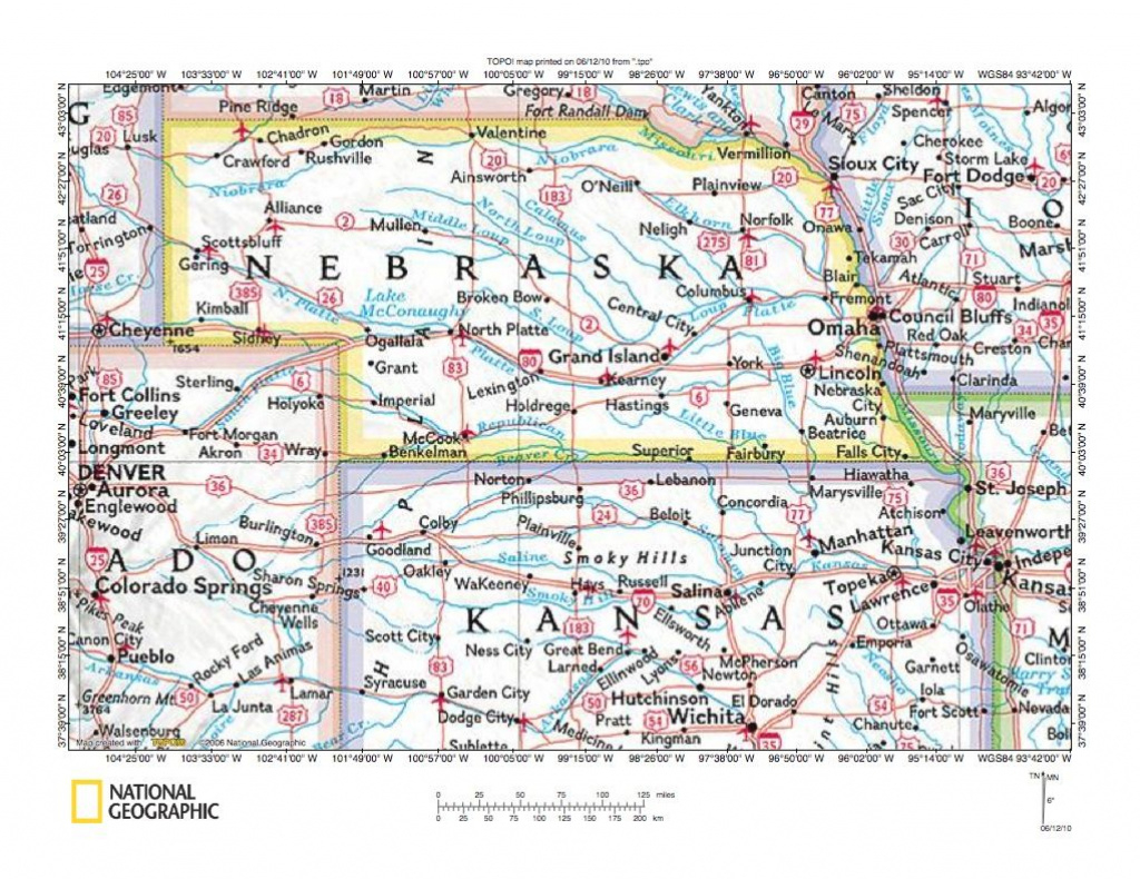 Great Map Of Nebraska And . Adjoining State Lines | Road Maps Of The for State Lines Map