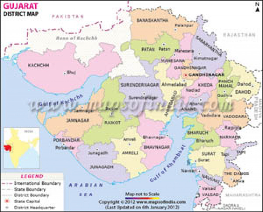 Gujarat Districts Map regarding Map Of Gujarat State District Wise