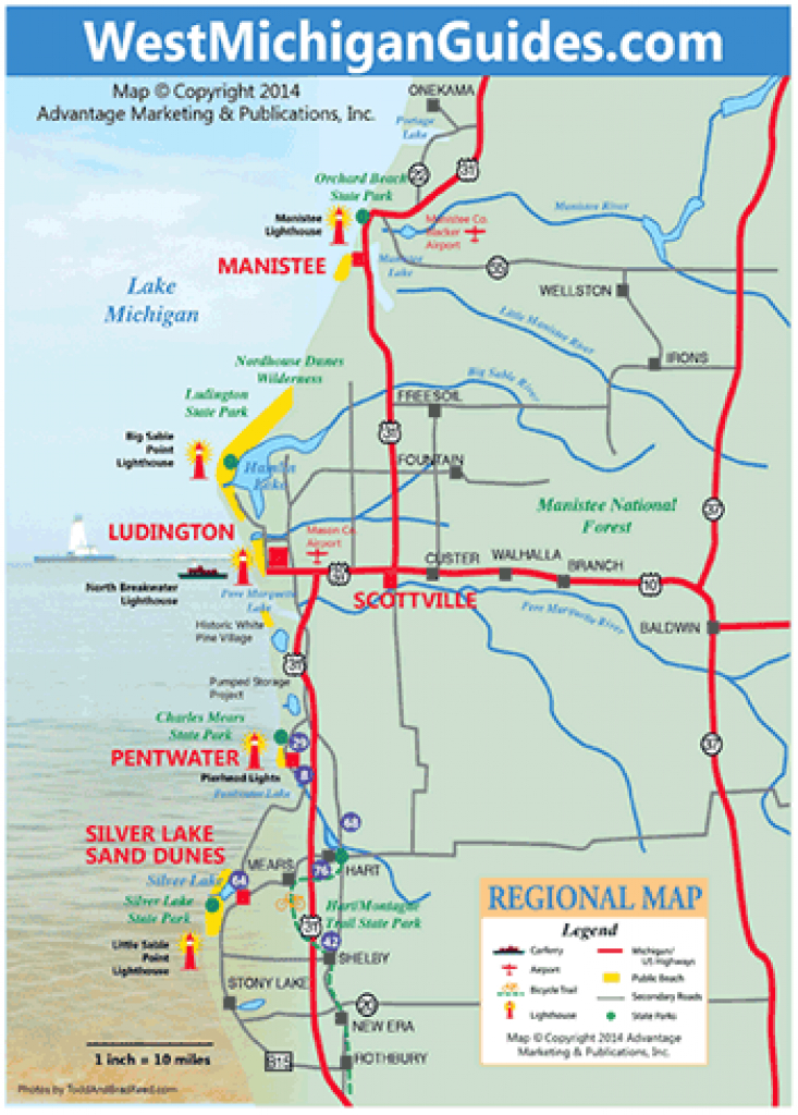 Hamlin Lake - West Michigan Maps &amp;amp; Destinations inside Ludington State Park Trail Map