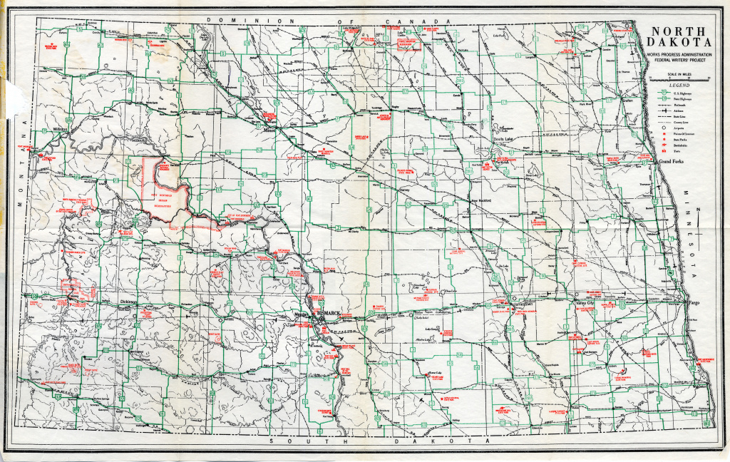 Highways &amp;amp; Trails Of The Wpa in North Dakota State Highway Map