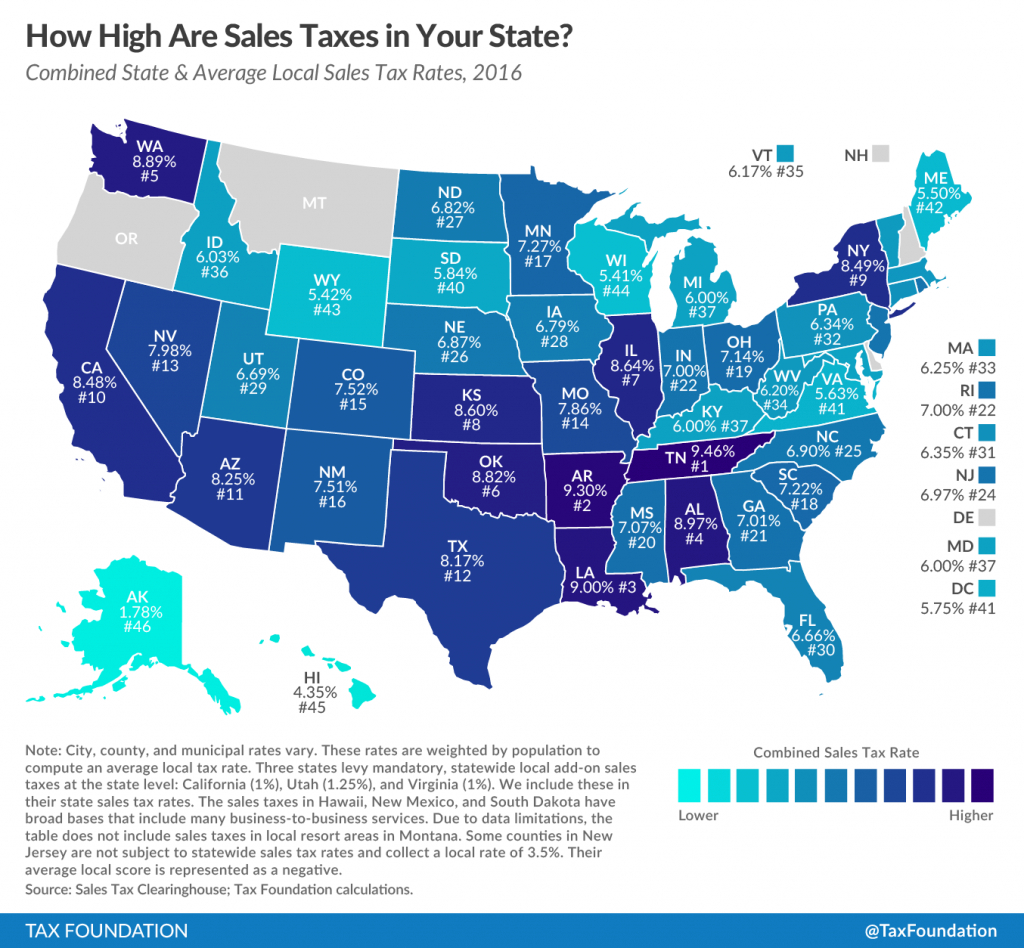 Sales Tax By State Map Printable Map