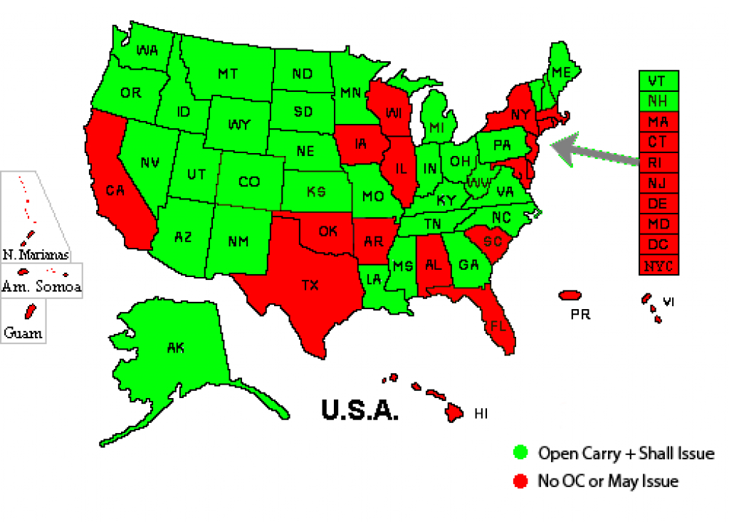 How Many States Allow Open Carry? in States That Allow Open Carry Map