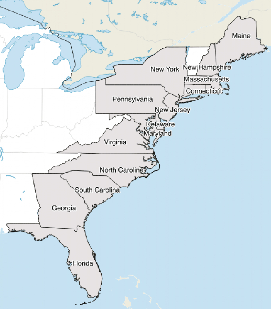How Many States Are Along The East And West Coasts? - Geolounge: All regarding East Coast States Map