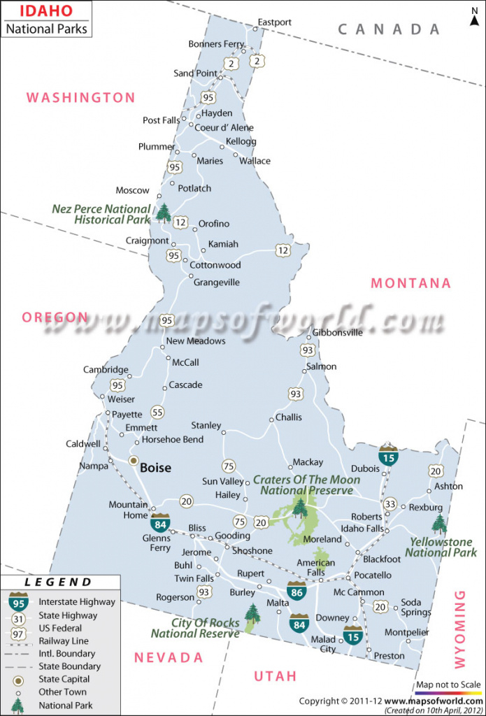 Idaho National Parks Map for Idaho State Parks Map