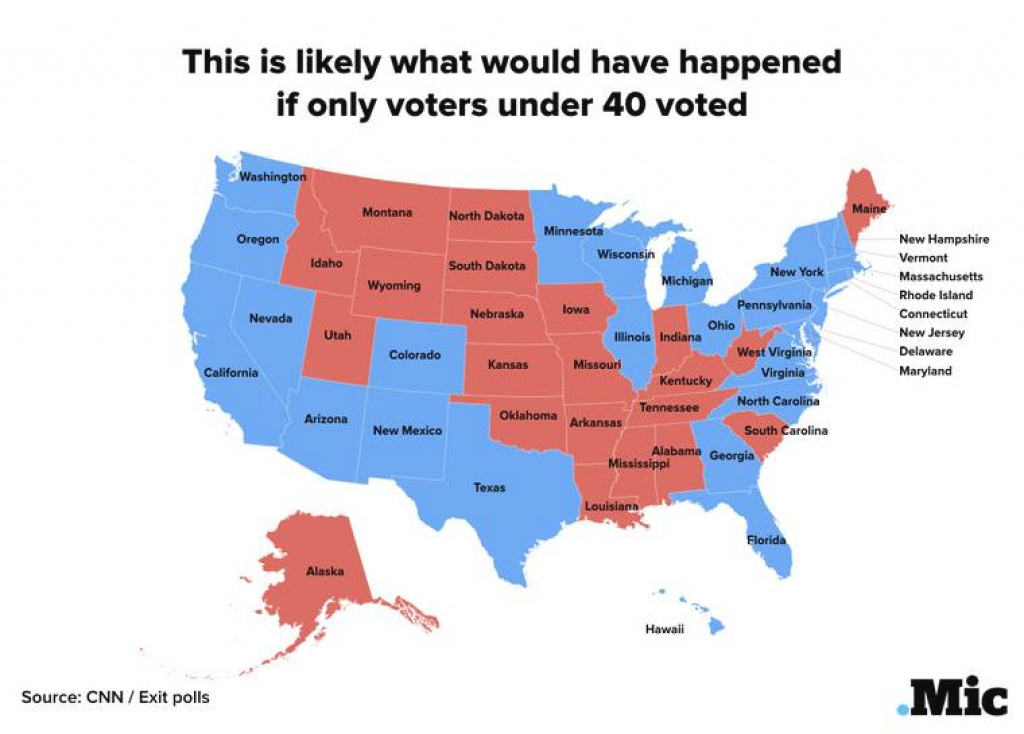 If Only People Under 40 Had Voted, Here&amp;#039;s How The Electoral College intended for States Trump Won Map