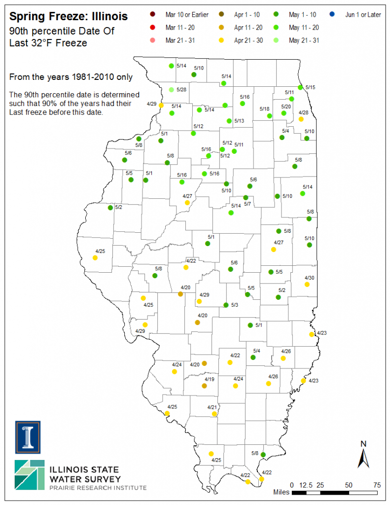 Illinois Frost Dates And Growing Season, Illinois State with Illinois State Parks Map