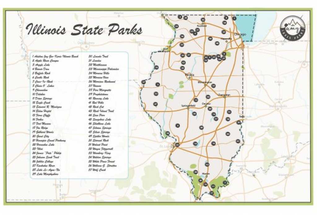 Illinois State Parks Map | Etsy with regard to Illinois State Parks Map