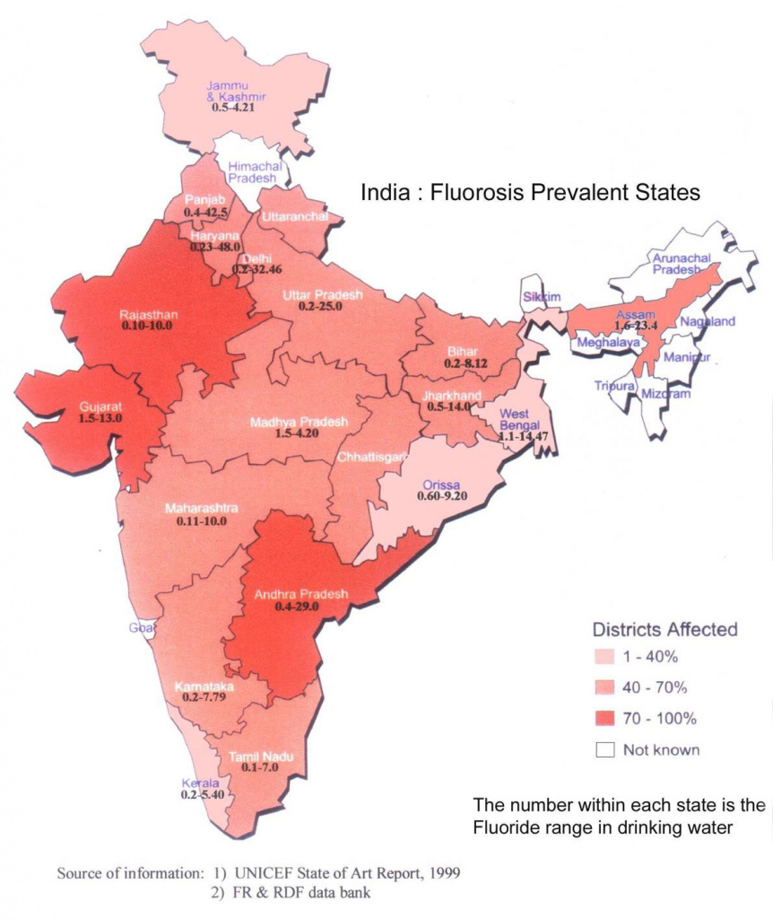 Incidence Of Fluorosis: Map Showing States Affectedfluorosis In with Google Map Of India With States