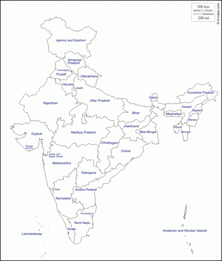 India : Free Map, Free Blank Map, Free Outline Map, Free Base Map inside India Blank Map With States Pdf