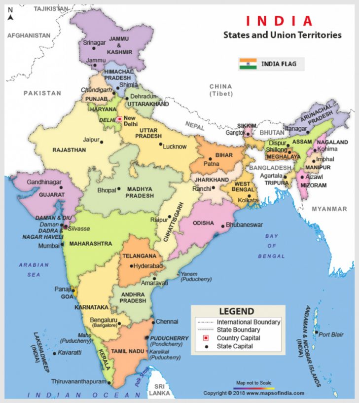 Map Of India With States And Cities