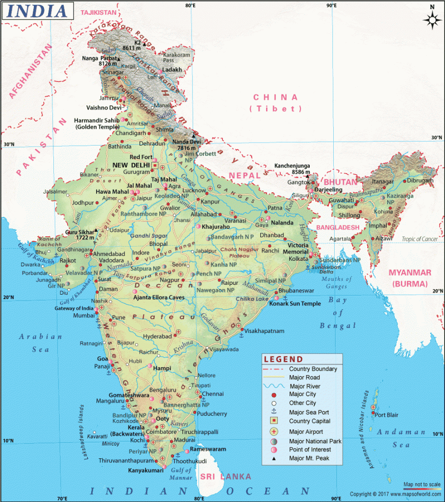 India Map, Map Of India with regard to Map Of India With States And Cities Pdf