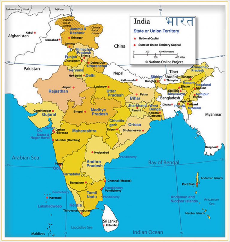 India Map Of India's States And Union Territories - Nations Online in ...