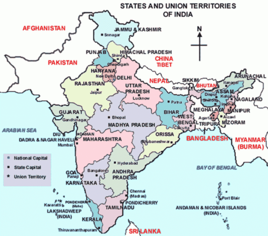 India - Maps intended for Map Of India With States And Cities Pdf