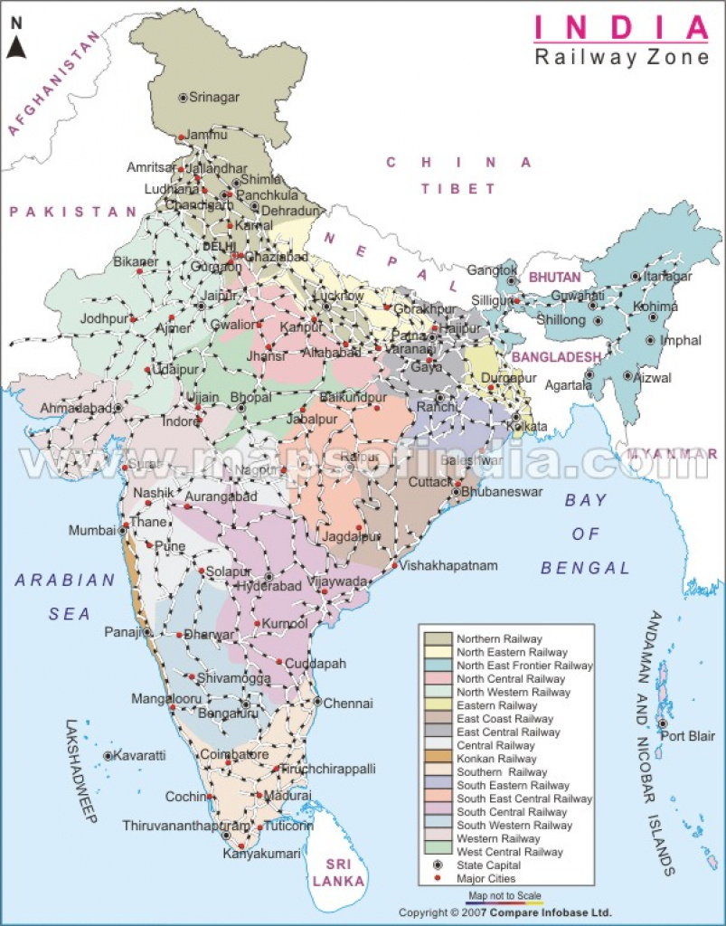 India Train Rail Maps regarding India Map Pdf With States