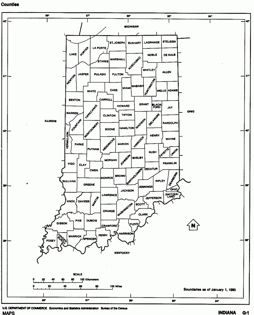 Indiana State Map With Counties Outline And Location Of Each County with Indiana State Map Printable