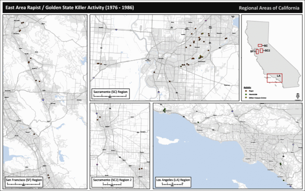 Interactive Map: Follow The Route Of The East Area Rapist, Aka regarding Golden State Killer Map