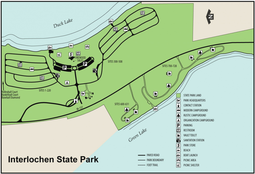 Interlochen State Parkmaps &amp;amp; Area Guide - Shoreline Visitors Guide intended for Duck Lake State Park Trail Map