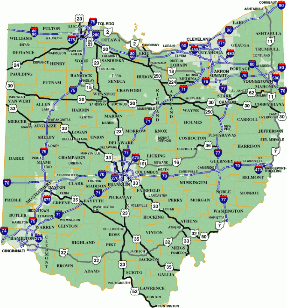 Interstate Map Of Ohio And Travel Information | Download Free pertaining to Ohio State Road Map