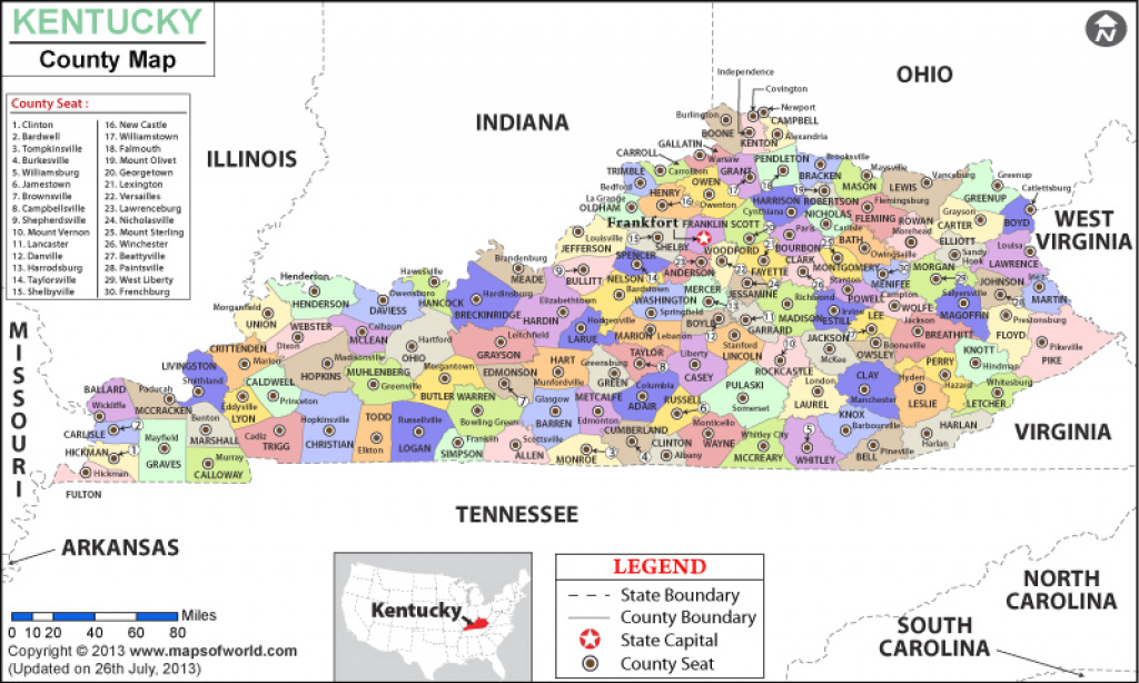 Kentucky County Map, Kentucky Counties List throughout Kentucky State Map With Cities And Counties