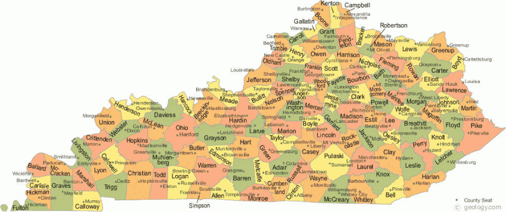 Kentucky County Map with regard to Kentucky State Map With Cities And Counties
