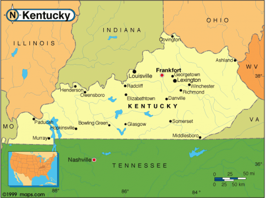 Kentucky Map pertaining to Map Of Kentucky And Surrounding States