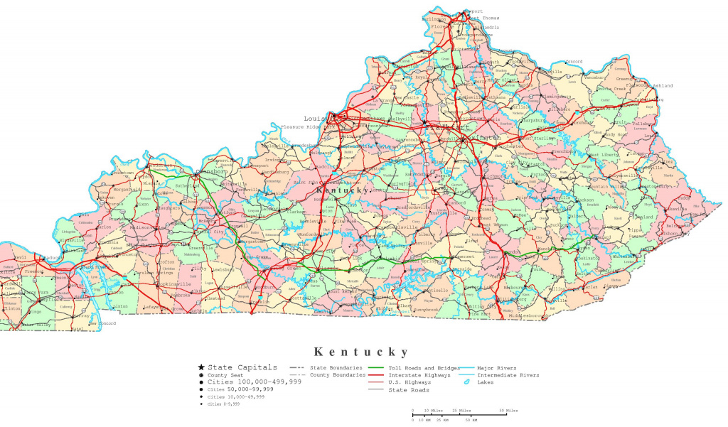 Kentucky Printable Map in Kentucky State Map With Counties