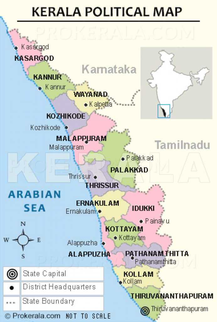 Kerala District Map | District Of Kerala Map | Kerala Political Map with Political Map Of Kerala State