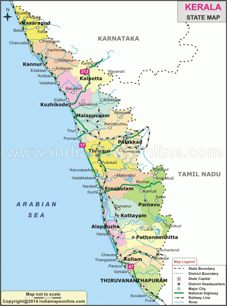 Kerala Map | Kerala State Map intended for Political Map Of Kerala State