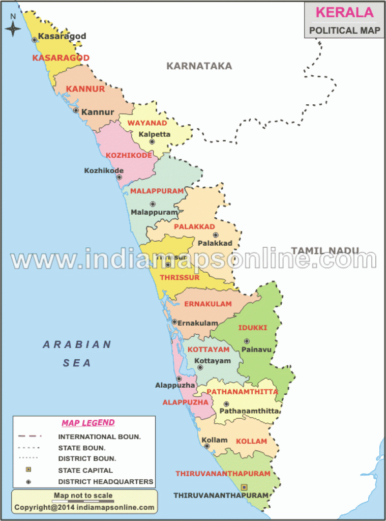 Kerala Political Map | Political Maps Of Kerala pertaining to Political Map Of Kerala State