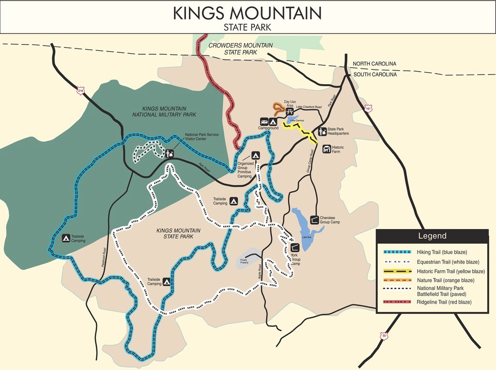 Kings Mountain State Park - Maplets within Crowders Mountain State Park Trail Map