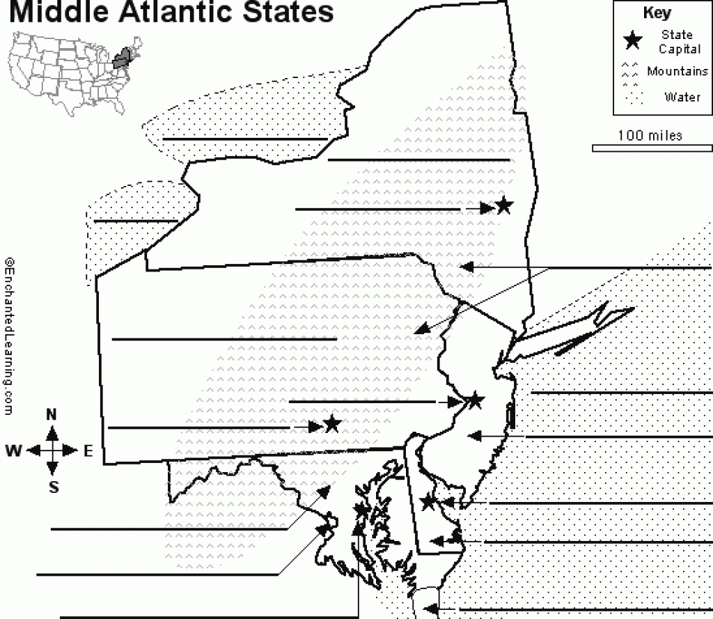 Label Mid-Atlantic Us States Printout - Enchantedlearning intended for Mid Atlantic States And Capitals Map