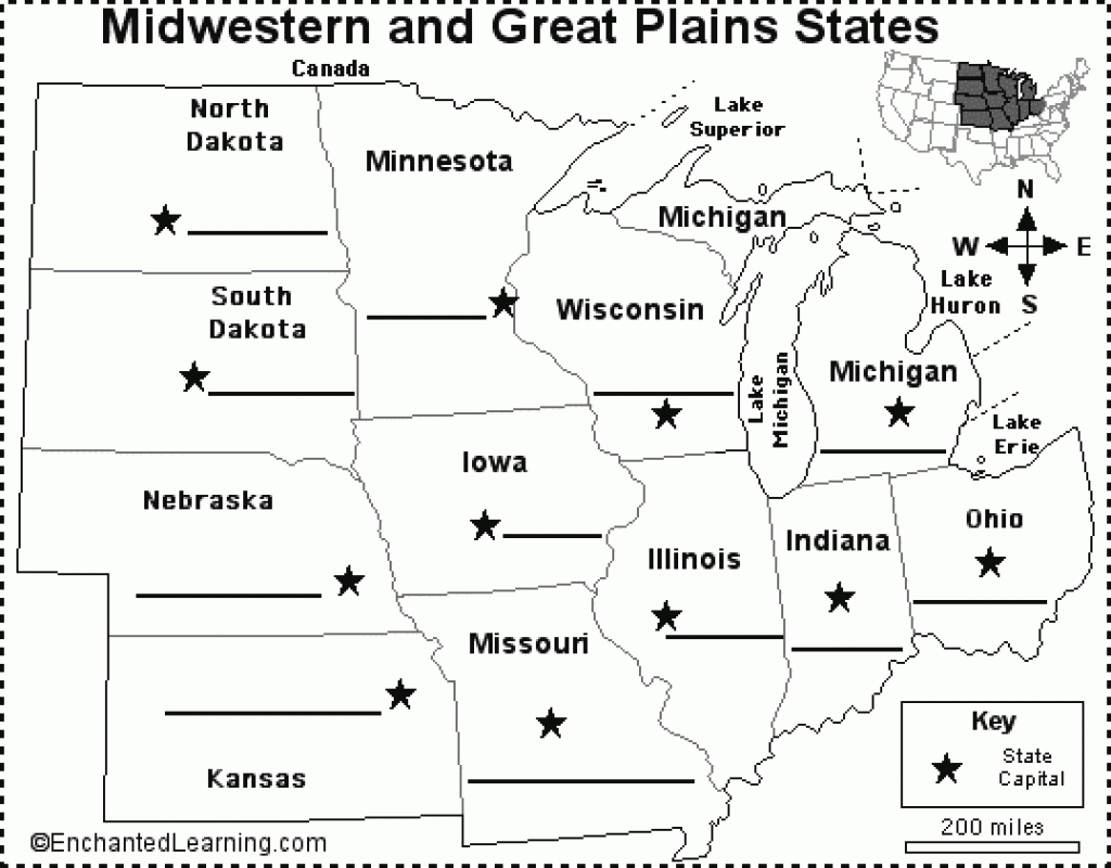 Label Midwestern Us State Capitals Printout - Enchantedlearning intended for Midwest States And Capitals Map Quiz